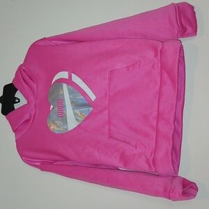 PUMA Girls Pink Pull‎ Over with a silver heart design on front Size: 5
